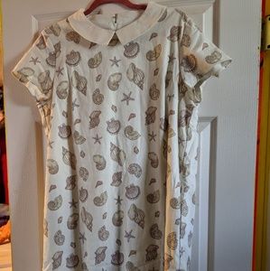 XL Modcloth seashells shift dress peter pan collar